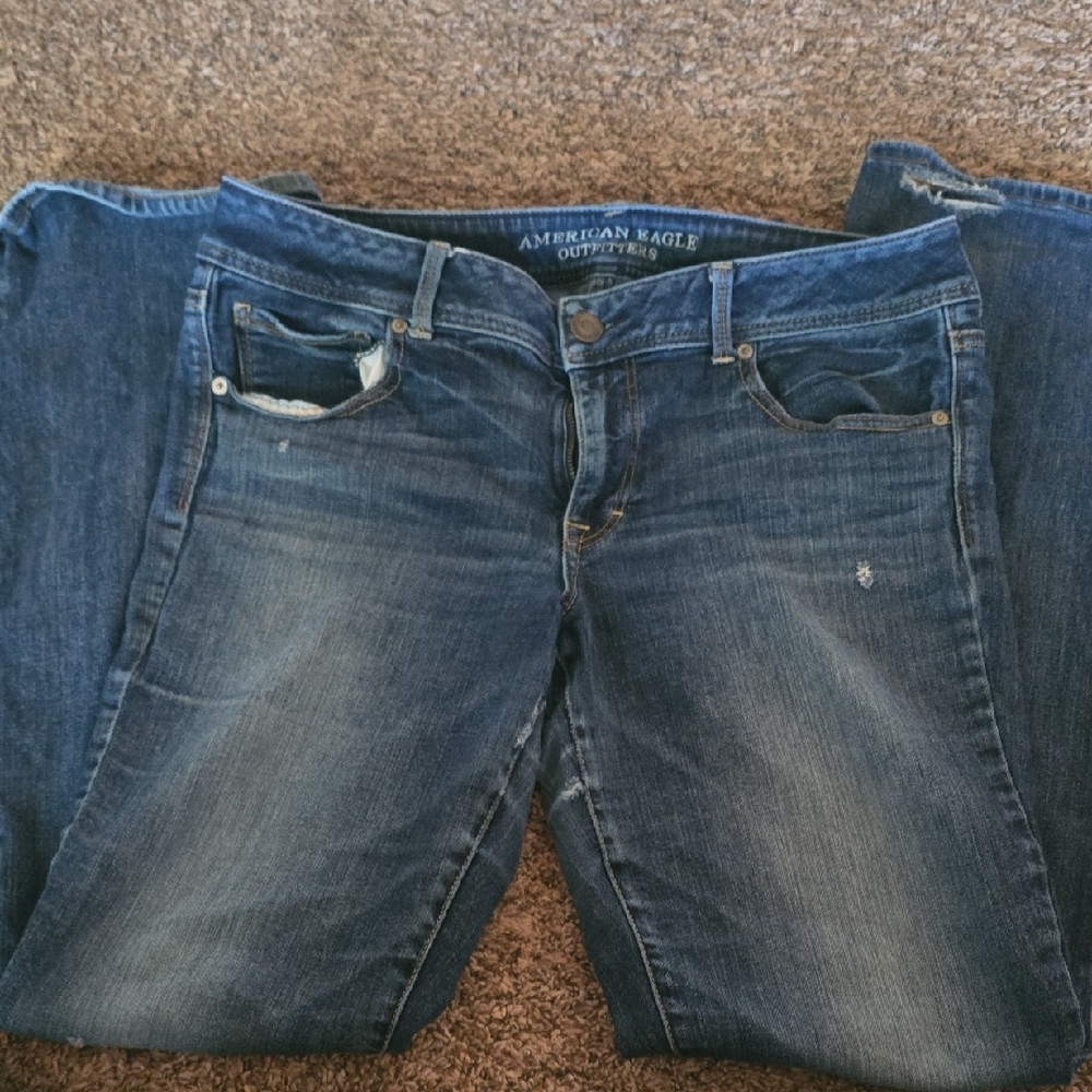 American Eagle Outfitters Women's Dark Blue Kickboot Jeans 14 Long